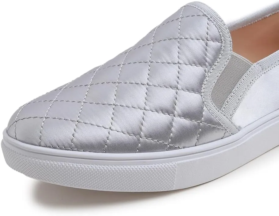 FEVERSOLE Women's Casual Slip On Sneaker Comfort Quilted Loafer Flats