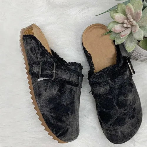 Flat Heel Clogs Toe Round Premium finish Women's Loafer Canvas Attentive support Vintage