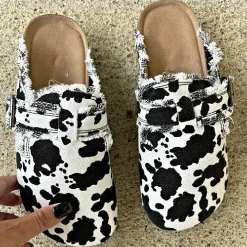 Flat Heel Clogs Toe Round Premium finish Women's Loafer Canvas Attentive support Vintage