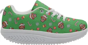 FOR U DESIGNS Cute Women Sports Toning Wedges Shoes Air Mesh Lace-up Swing Platform Sneakers for Women Girls