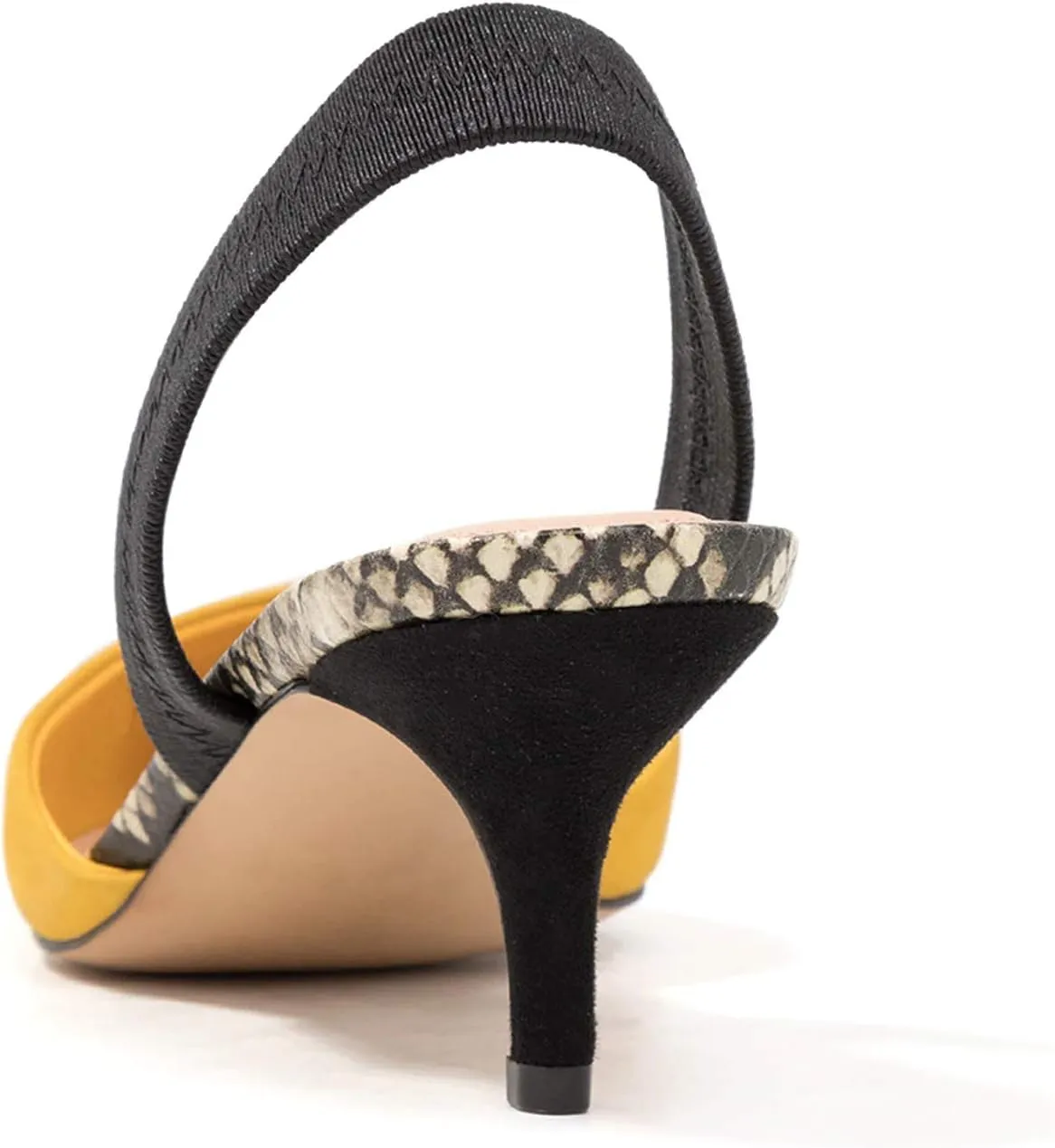FOWT Women’s Cap Toe Kitten Heels Pumps Snakeskin D'Orsay Slingback Sandals Two Toned Strappy Pump Slip-ON Backless Suede Upper for Spring Summer Beach Outdoor Shoes Size 4-16 US