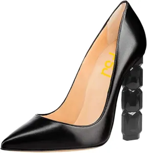 FSJ Women Jeweled High Heel Pointed Toe Pump Slip On Sparkling Crystal Bead Heel Sexy Ladies Bridal Evening Shoes Size 4-15 US