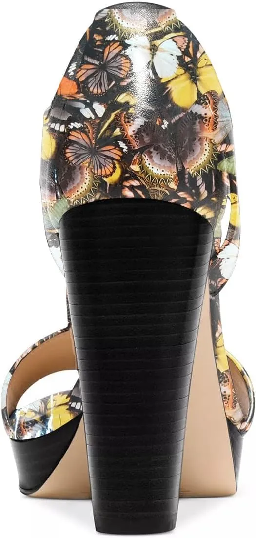 FSJ Women Peep Open Toe T-Strap Front Zipper Chunky Stacked High Heel Sandal Booties Platform Pumps Shoes Size 4-15 US