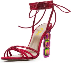 FSJ Women Rhinestones Strappy Jeweled Beaded Chunky High Heel Lace-up Sandals Open Toe Ankle Strap Block Heel Sparkly Party Evening Dress Shoes Size 4-16 US