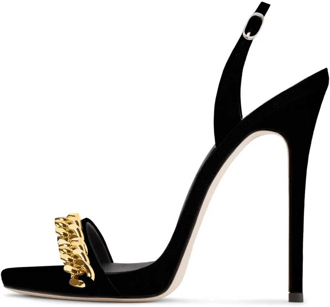 FSJ Women Sexy High Heel Stiletto Sandal Back Strap Slingback Open Toe Evening Party Dance Graceful Shoes Size 4-15 US