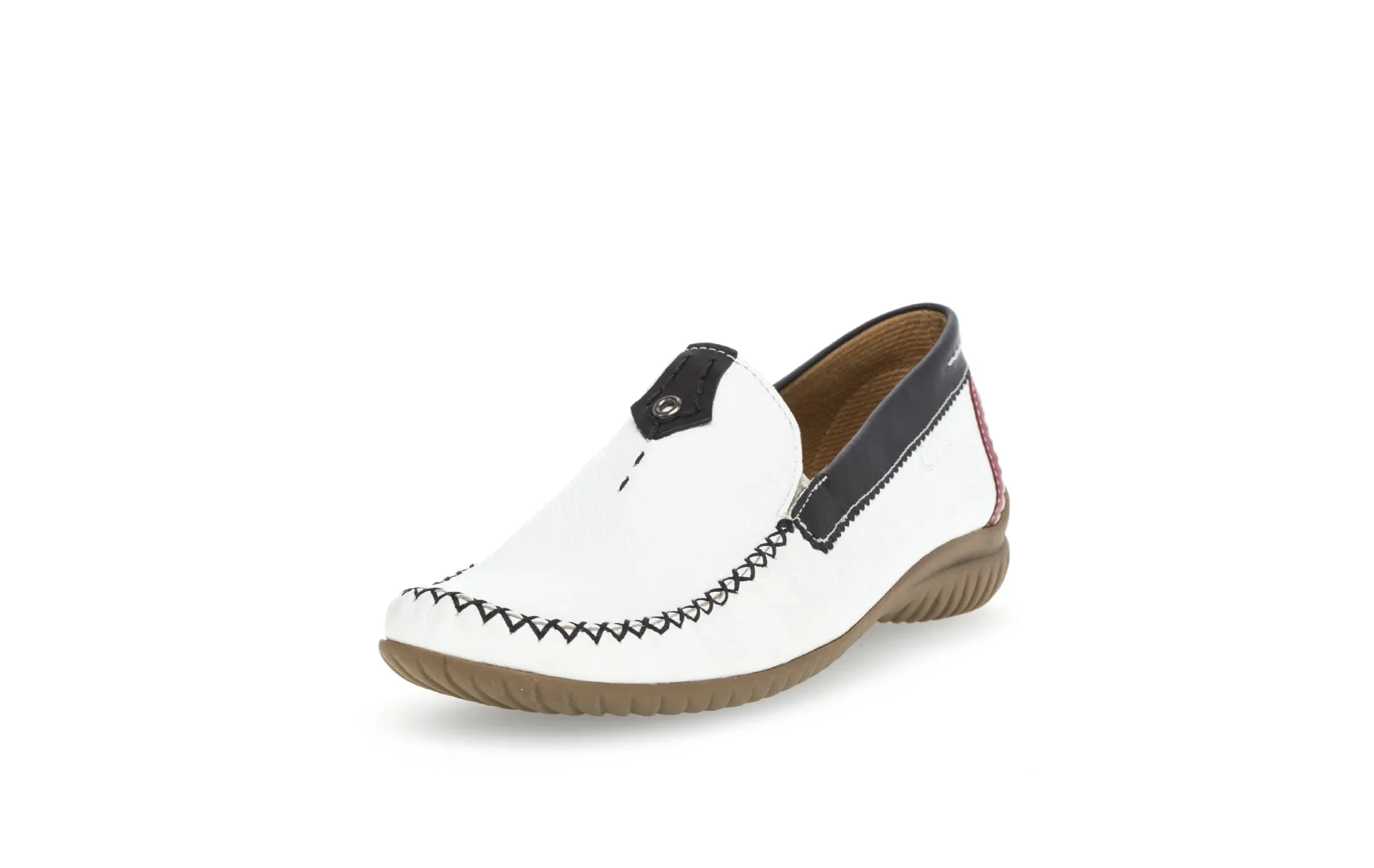 GABOR - 66.090.69 FLAT LOAFER - WHITE/NAVY/RED