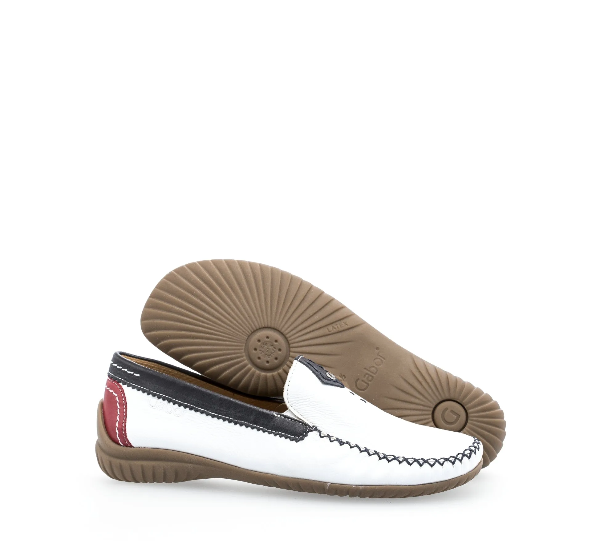 GABOR - 66.090.69 FLAT LOAFER - WHITE/NAVY/RED