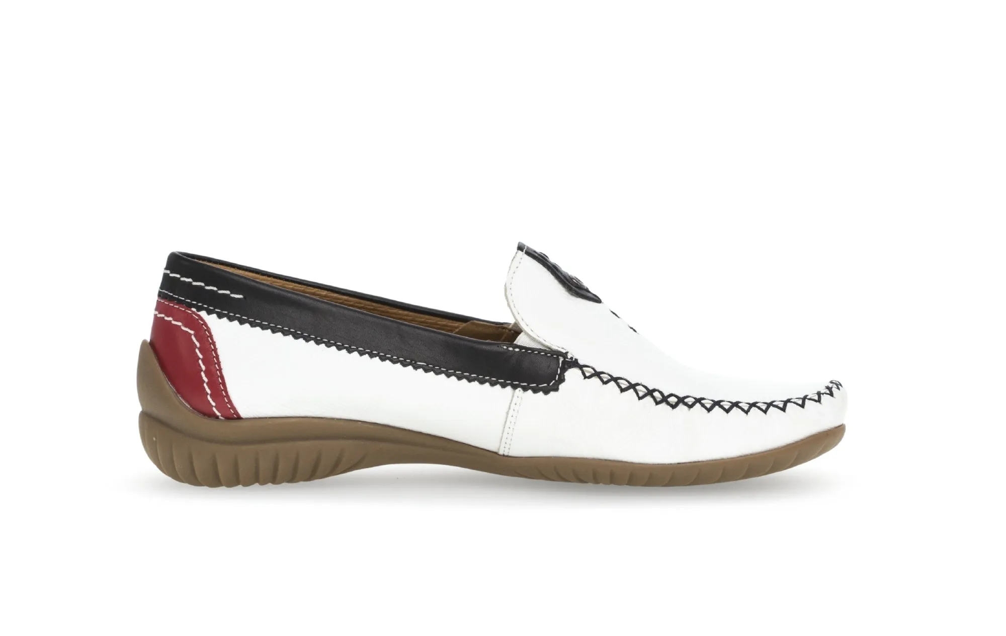 GABOR - 66.090.69 FLAT LOAFER - WHITE/NAVY/RED