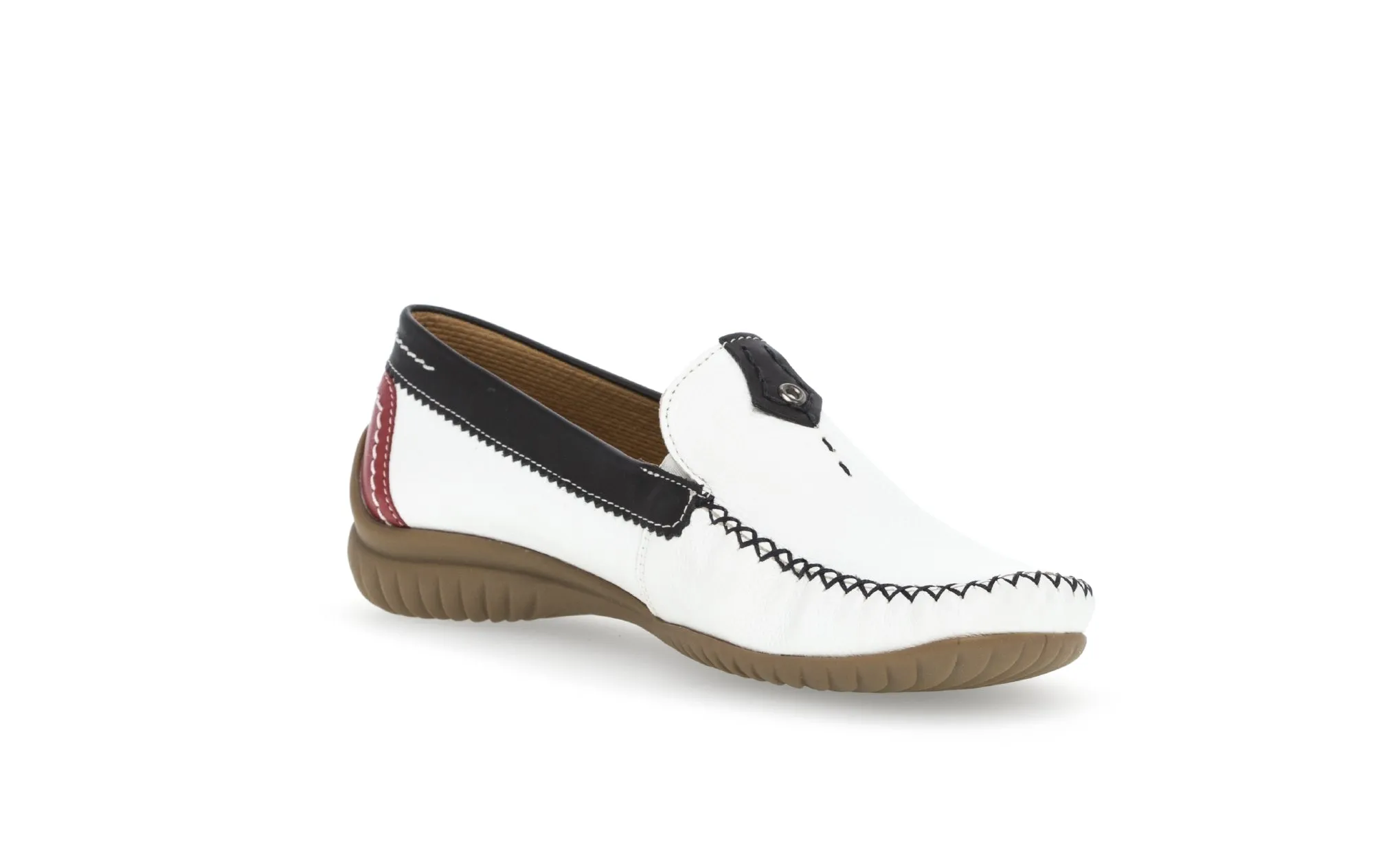 GABOR - 66.090.69 FLAT LOAFER - WHITE/NAVY/RED