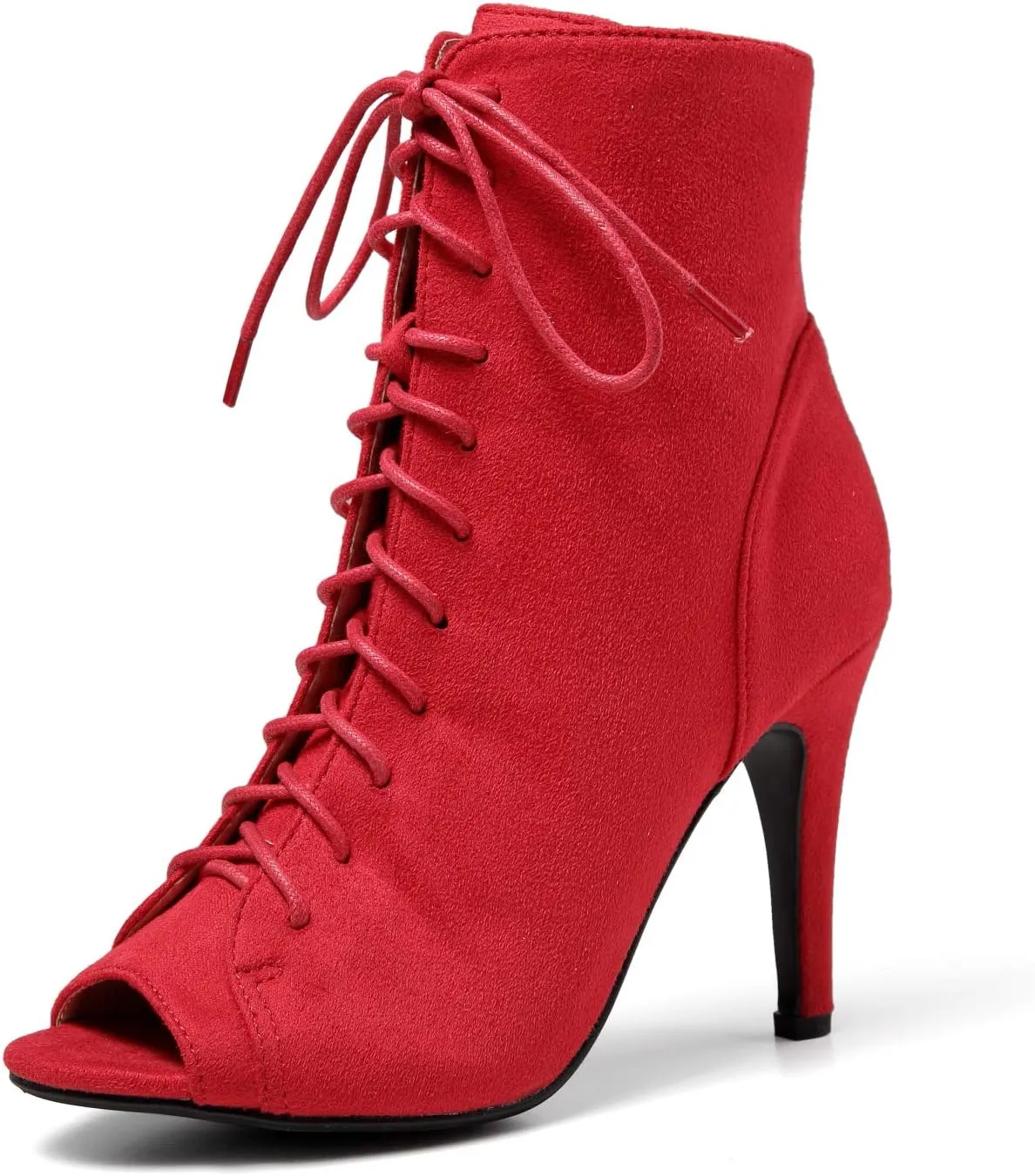 GATUXUS Women Platform Open Toe Lace Up High Heel Boots Ankle Booties Pump Shoes
