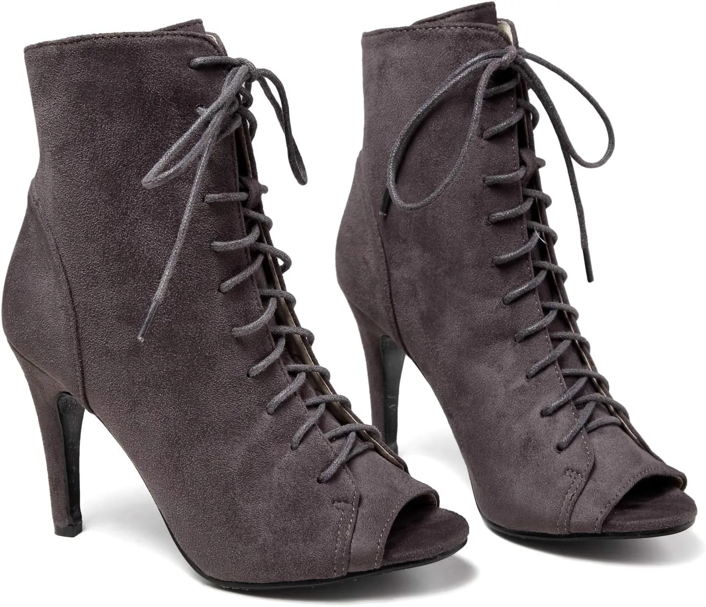 GATUXUS Women Platform Open Toe Lace Up High Heel Boots Ankle Booties Pump Shoes