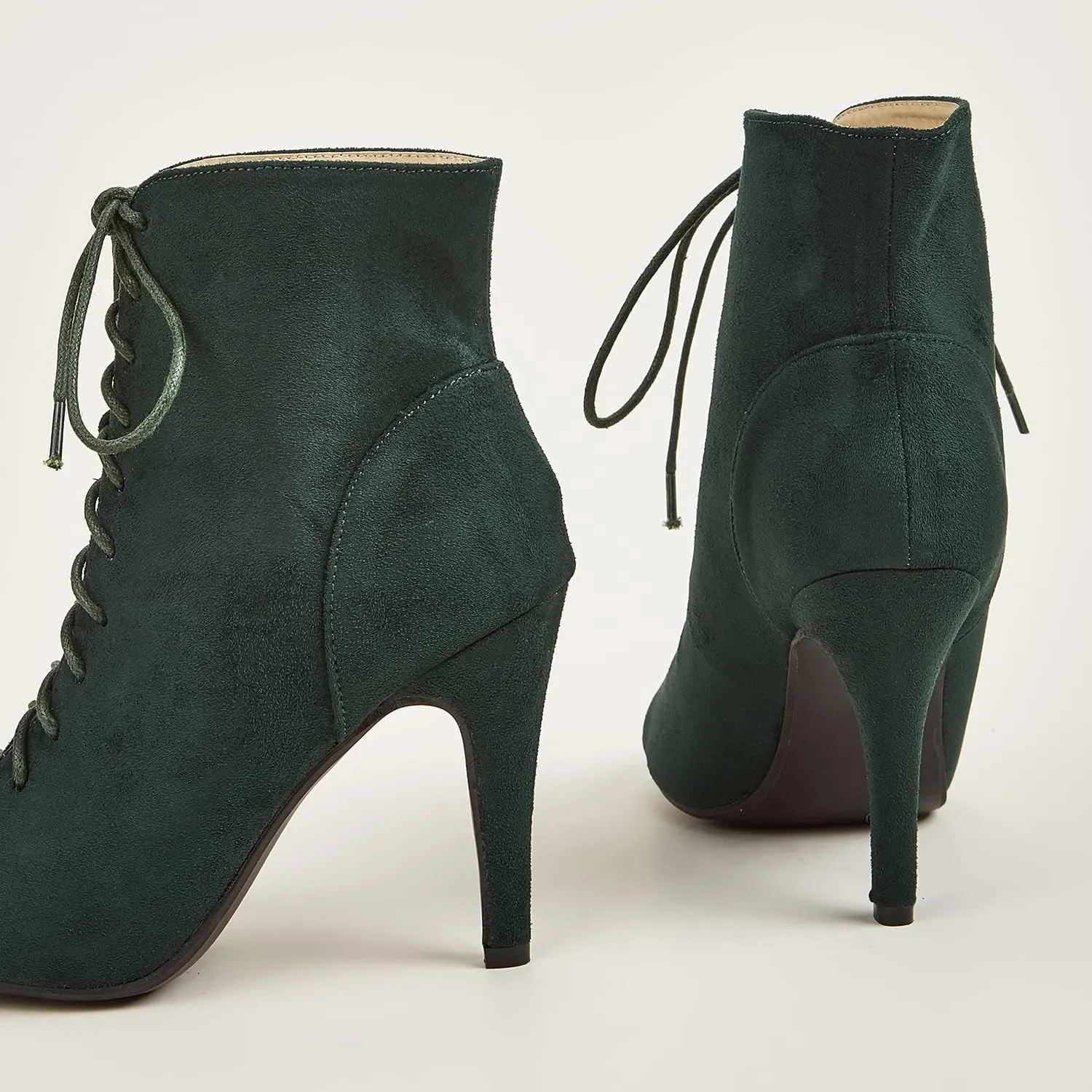 GATUXUS Women Platform Open Toe Lace Up High Heel Boots Ankle Booties Pump Shoes