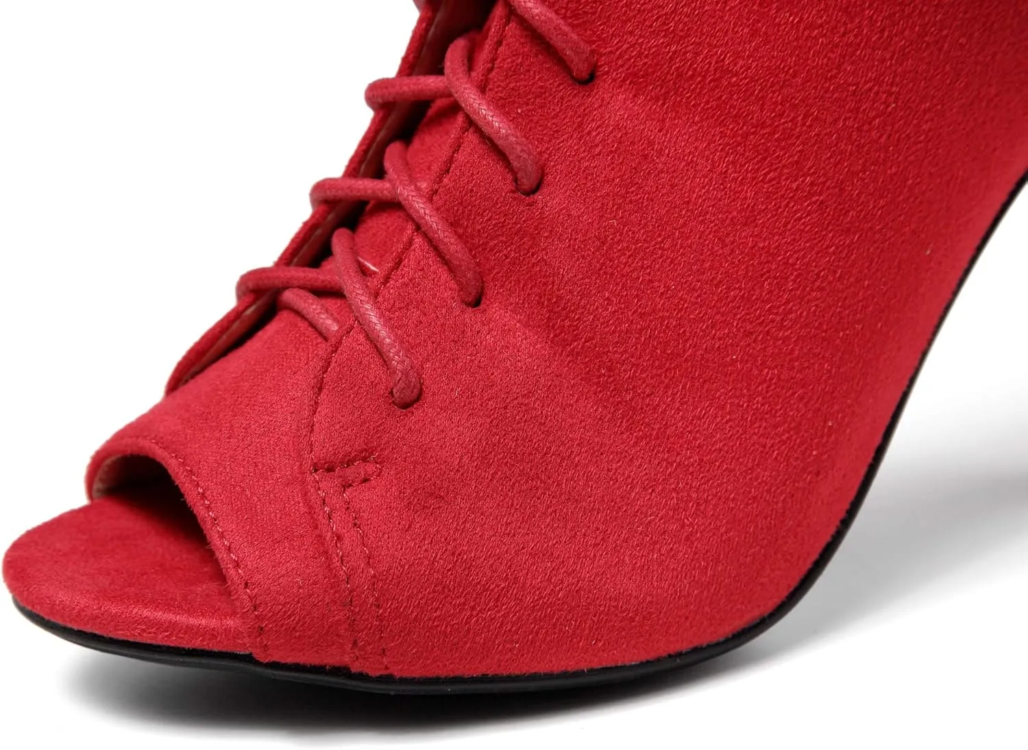GATUXUS Women Platform Open Toe Lace Up High Heel Boots Ankle Booties Pump Shoes