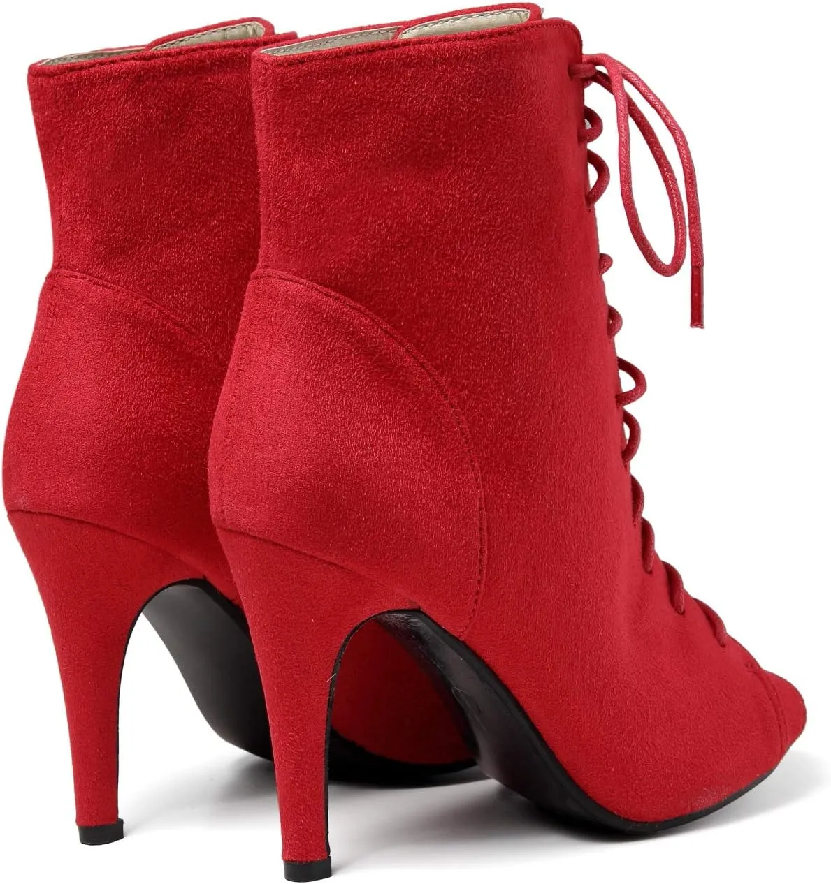 GATUXUS Women Platform Open Toe Lace Up High Heel Boots Ankle Booties Pump Shoes