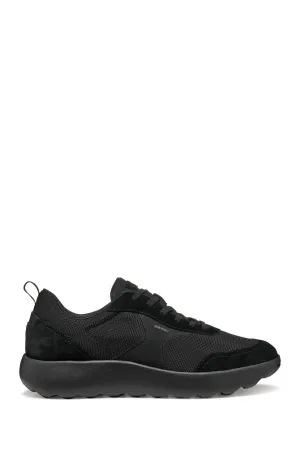 Geox Erkek Siyah U Xtors D -Mesh   Suede Bağcıklı Deri Sneaker