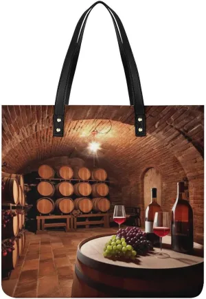 Grocery Bags Red Wine Cellar Bag for Women Lightweight Beach Bag Shoulder Bags for Travel Shopping Work Handbag