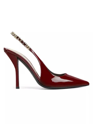 GUCCI SIGNORIA 105 PATENT LEATHER SLINGBACK PUMPS