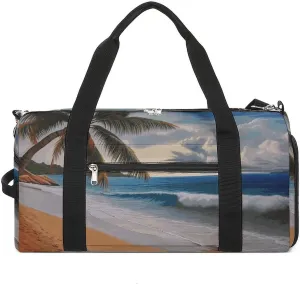 Gym Bag for Men Travel Duffle Bag Coconut Palm Tree Sandy Beach Tote Bag Weekender Duffel Bag Weekender Bag for Sports