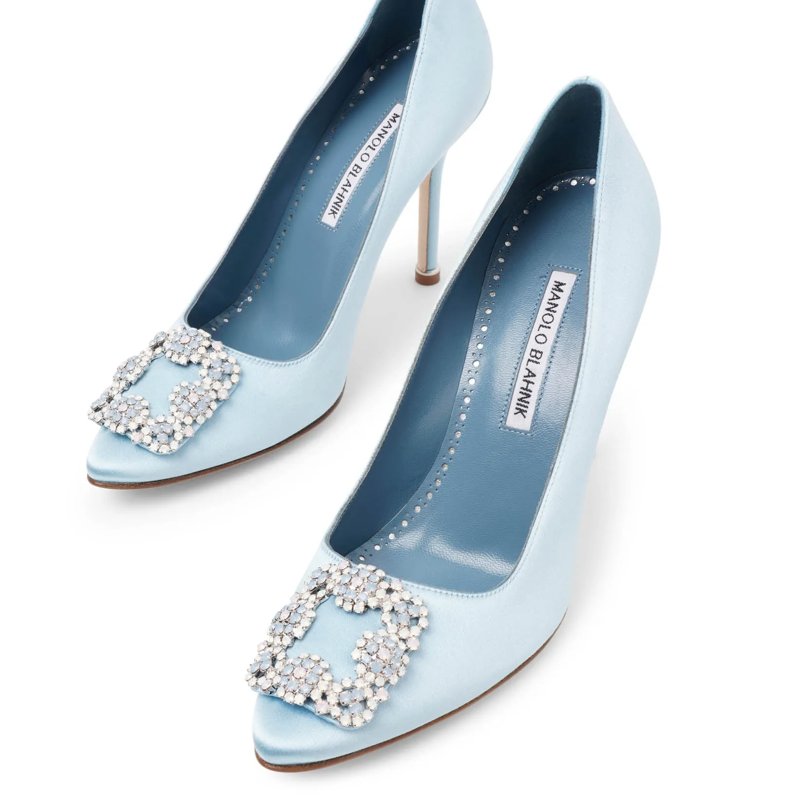 Hangisi 105 light blue satin pumps