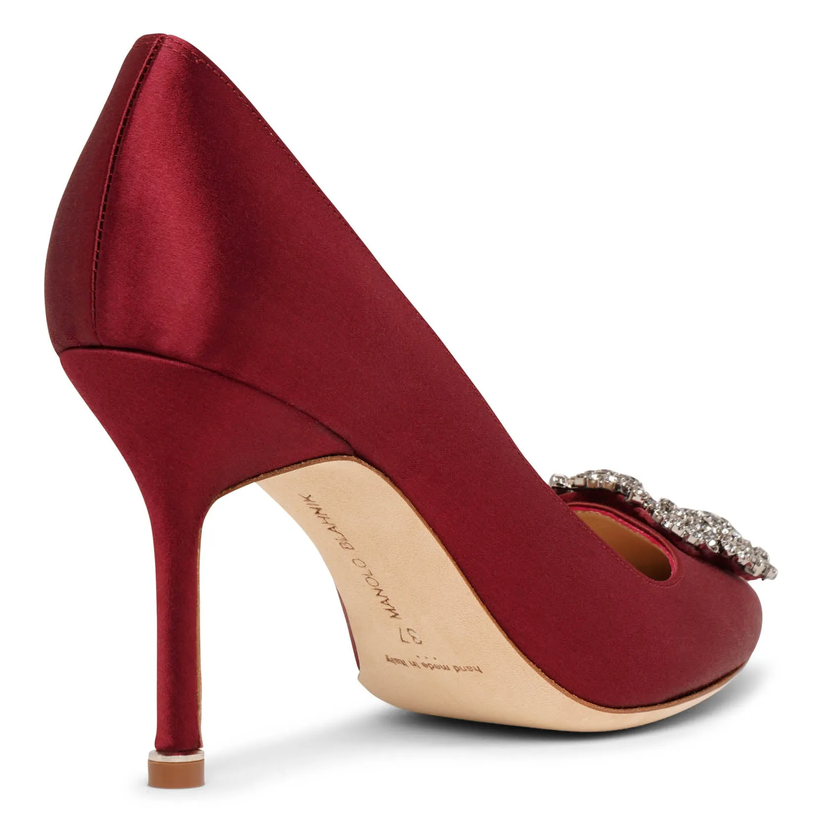 Hangisi 90 dark red satin pumps