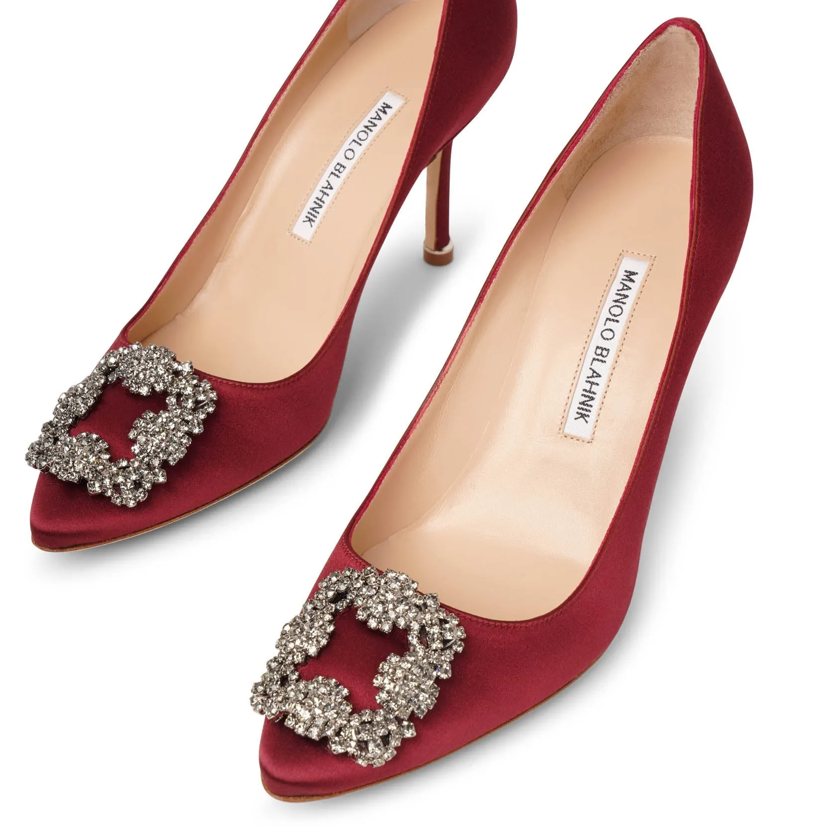Hangisi 90 dark red satin pumps