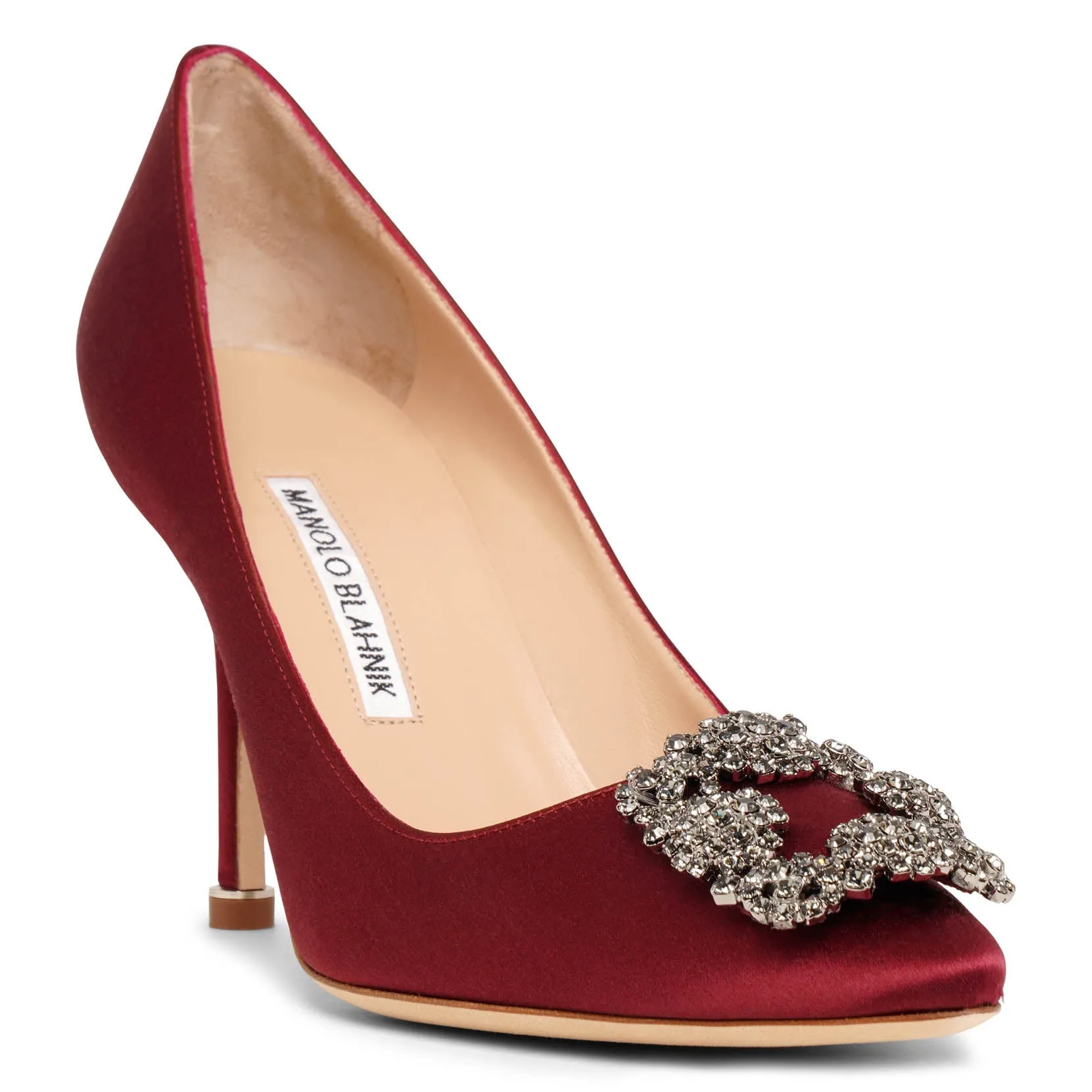 Hangisi 90 dark red satin pumps