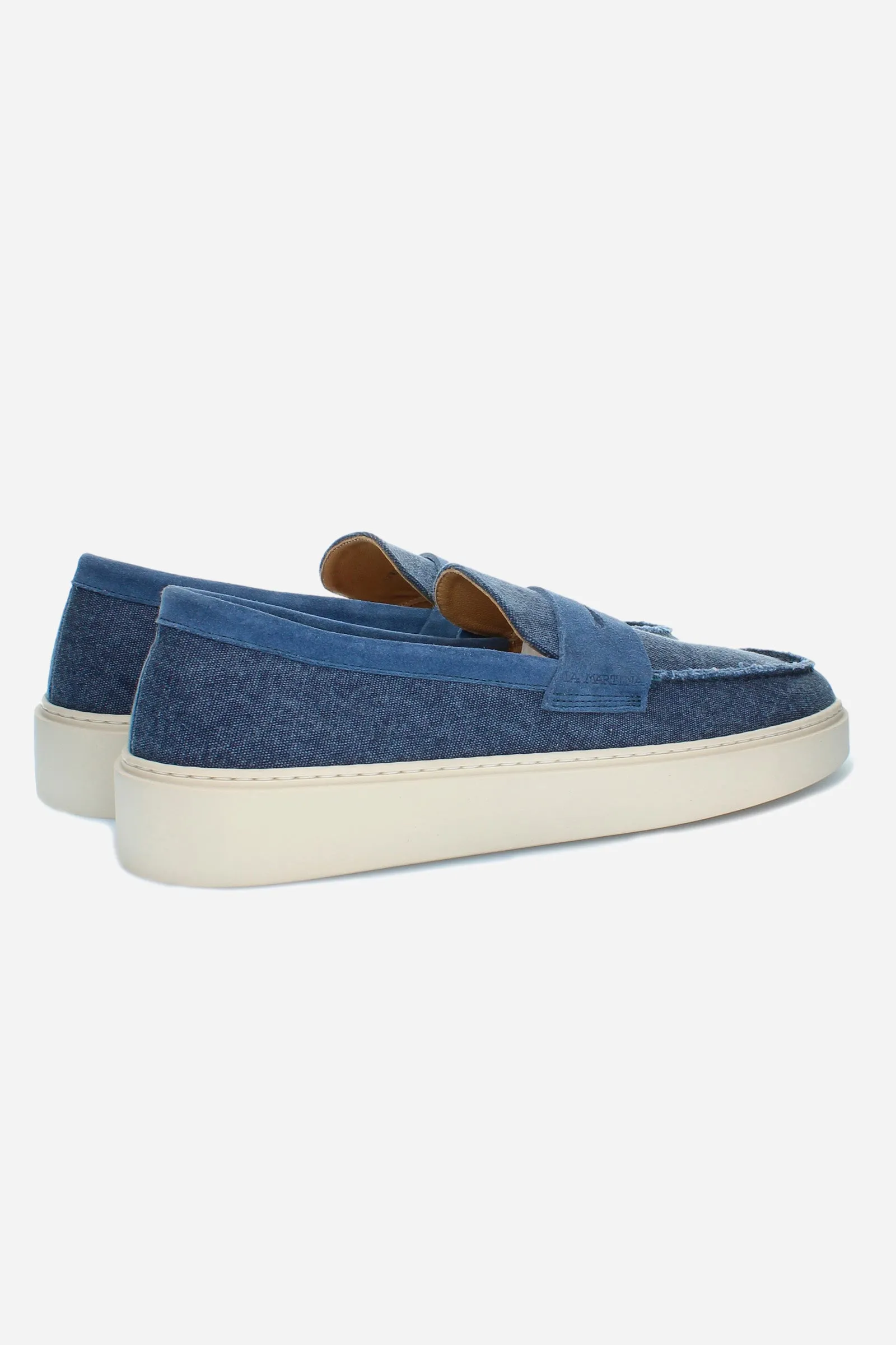 Herren-Slip-on-Mokassin aus Canvas und Wildleder