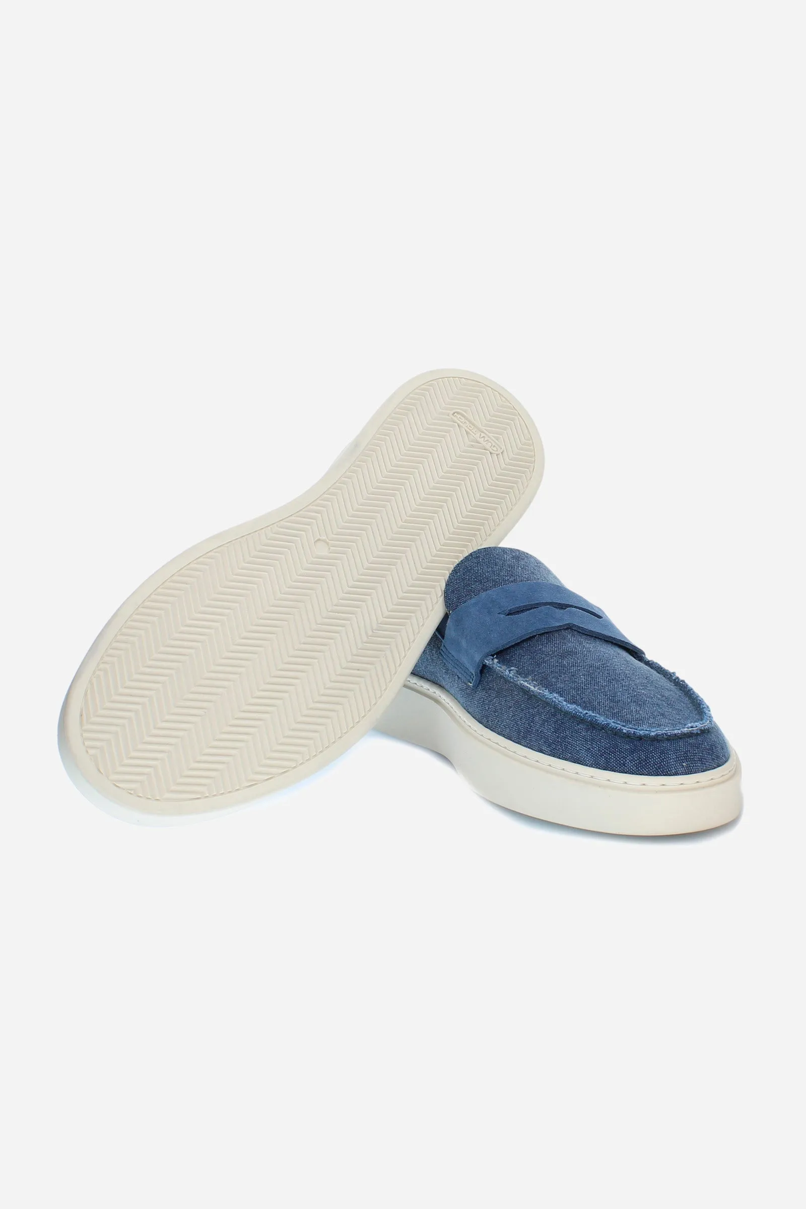 Herren-Slip-on-Mokassin aus Canvas und Wildleder