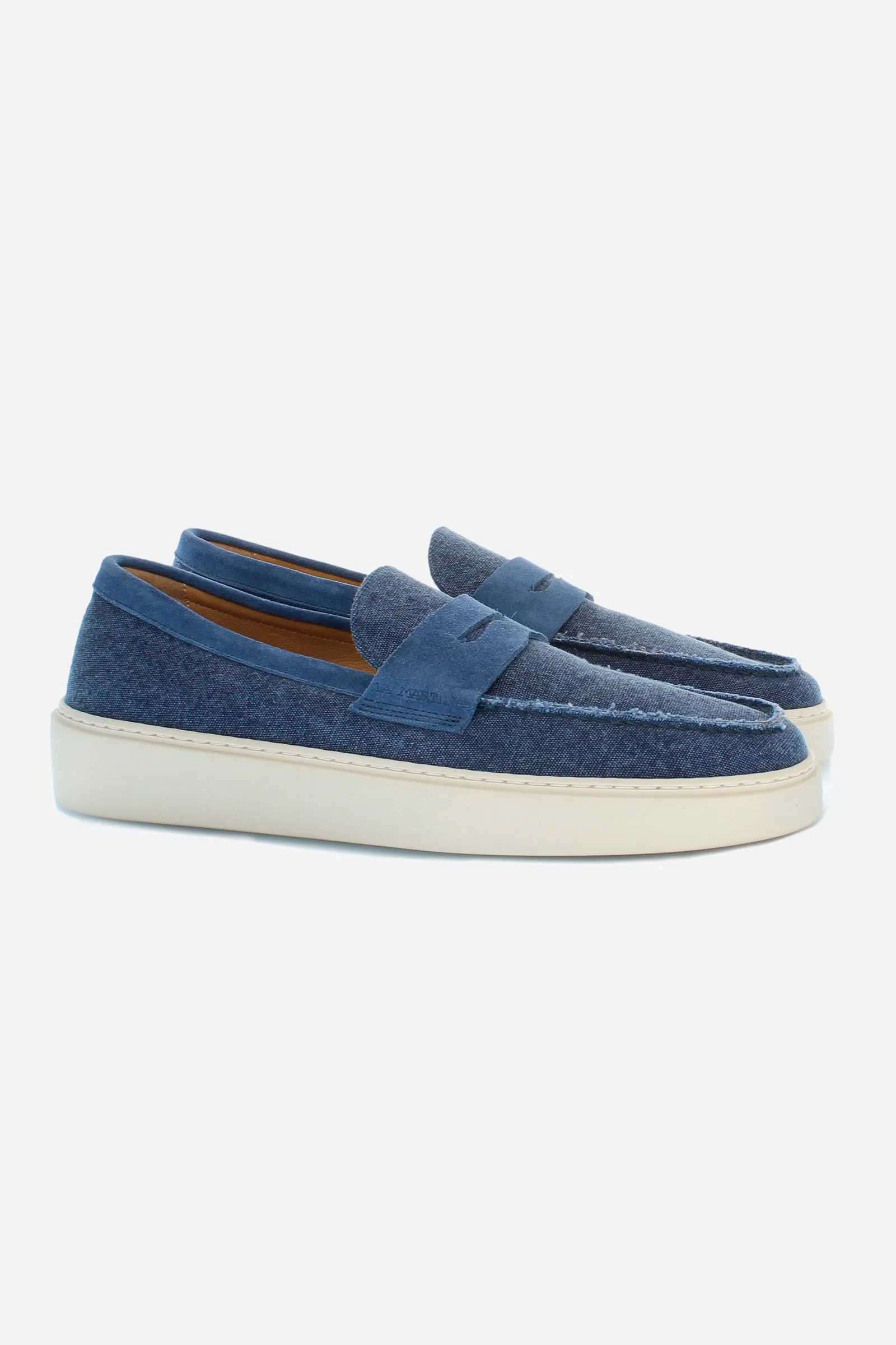 Herren-Slip-on-Mokassin aus Canvas und Wildleder