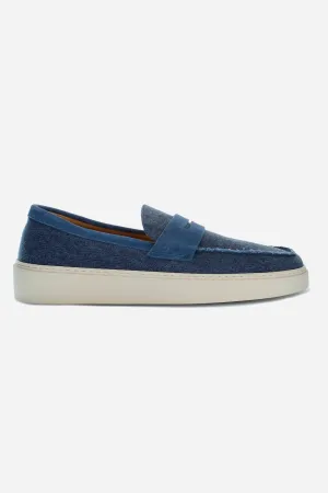 Herren-Slip-on-Mokassin aus Canvas und Wildleder