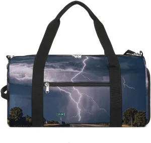 Highway Tornado Lightning Barrel Gym Bags for Men And Women, Duffle Bag for Travel Sports Bag Camping Weekend Carry on Overnight Duffel Bag with Shoulder Strap