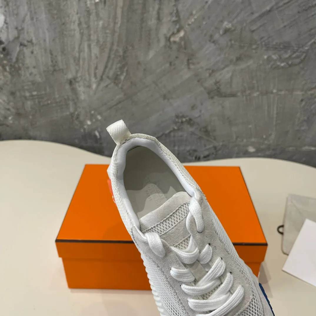 HM Bouncing 35 Sneakers Grey Mesh Canvas & Suede Goatskin H Blue Orange