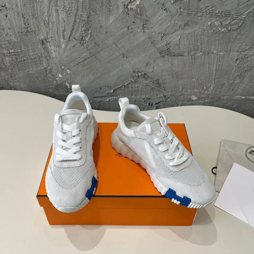 HM Bouncing 35 Sneakers Grey Mesh Canvas & Suede Goatskin H Blue Orange