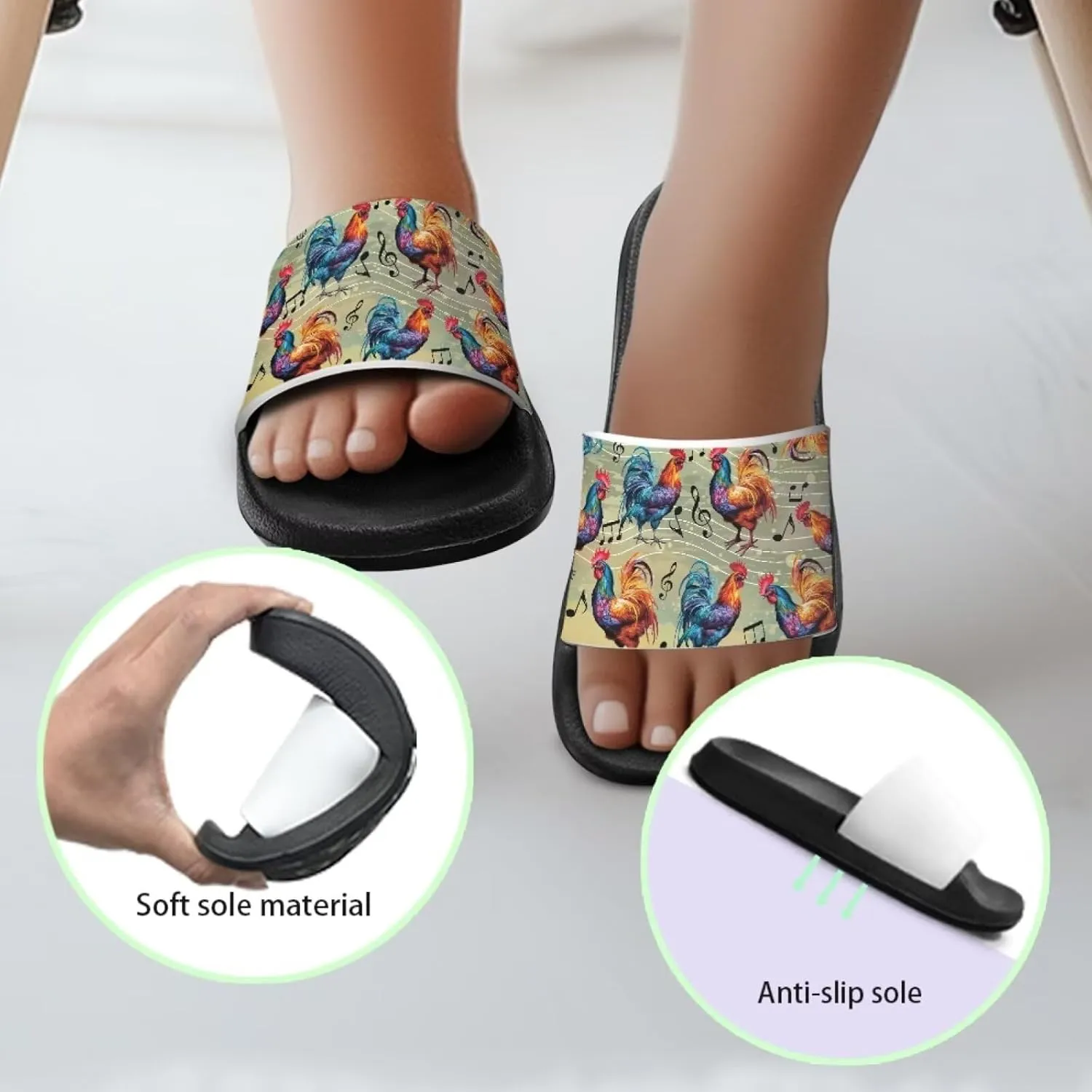 Howilath Chicken & Butterfly Slide Sandal for Kids Anti-Skid Beach Slippers Open Toe Quick Drying Sandal for Girls and Boys