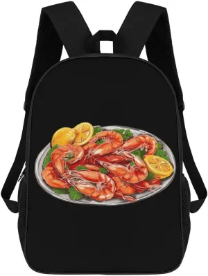 I Love Seafood Funny 17 Inch Backpack Multipurpose Shoulders Daypack Laptop Bag for Travel Hiking Camping 12.5 X 17 X 5.5 Inch