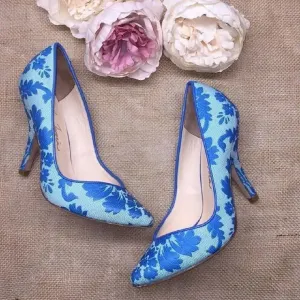 Isa Tapia Blue Floral Pumps 36.5M