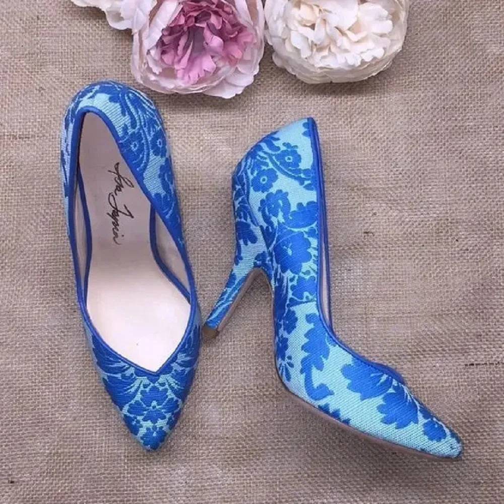 Isa Tapia Blue Floral Pumps 36.5M
