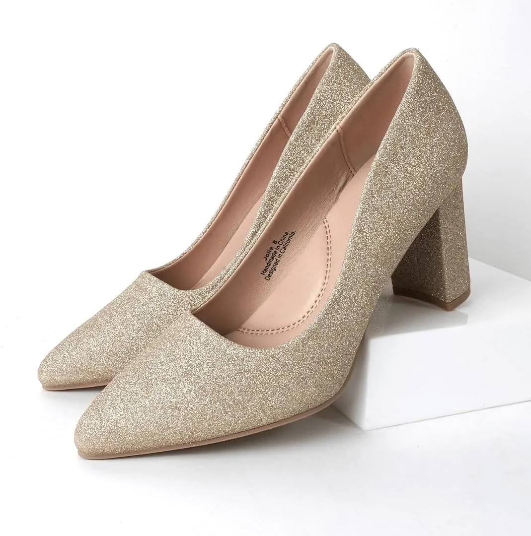 J. Adams Jolie Heels for Women - Closed Pointed Toe Mid Block Heel Classic Pumps
