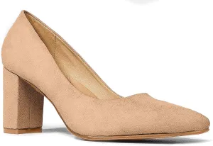 J. Adams Jolie Heels for Women - Closed Pointed Toe Mid Block Heel Classic Pumps