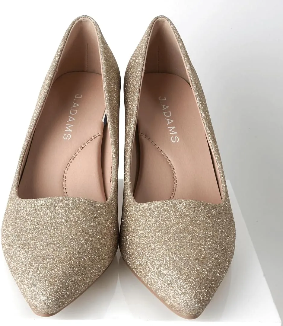 J. Adams Jolie Heels for Women - Closed Pointed Toe Mid Block Heel Classic Pumps