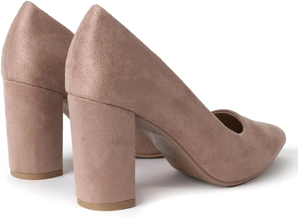 J. Adams Jolie Heels for Women - Closed Pointed Toe Mid Block Heel Classic Pumps