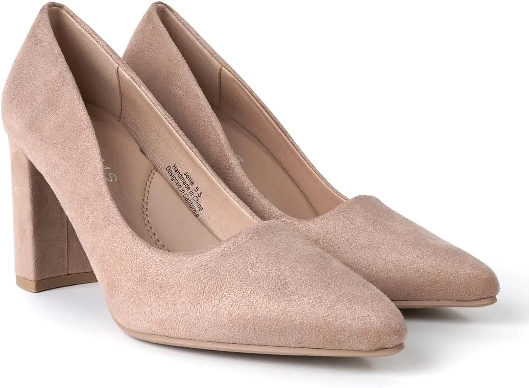 J. Adams Jolie Heels for Women - Closed Pointed Toe Mid Block Heel Classic Pumps