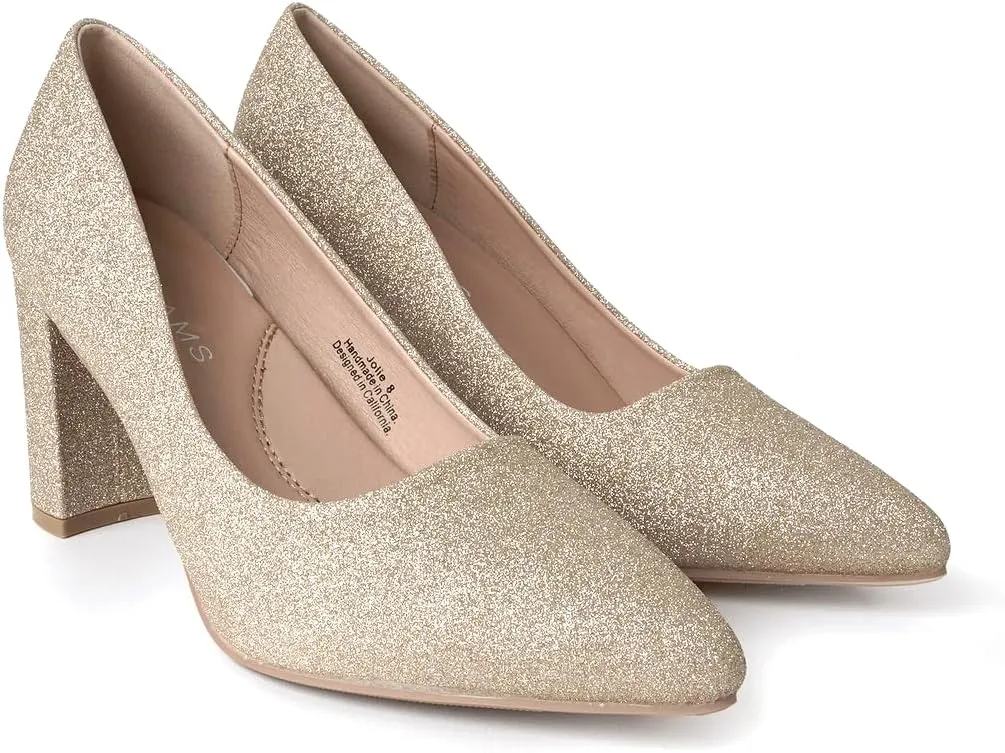 J. Adams Jolie Heels for Women - Closed Pointed Toe Mid Block Heel Classic Pumps