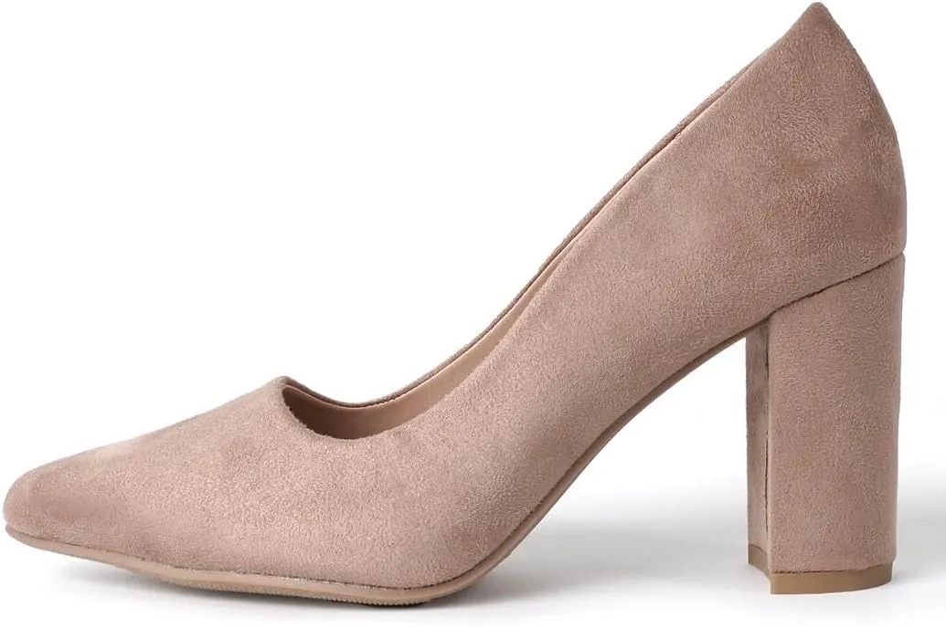 J. Adams Jolie Heels for Women - Closed Pointed Toe Mid Block Heel Classic Pumps