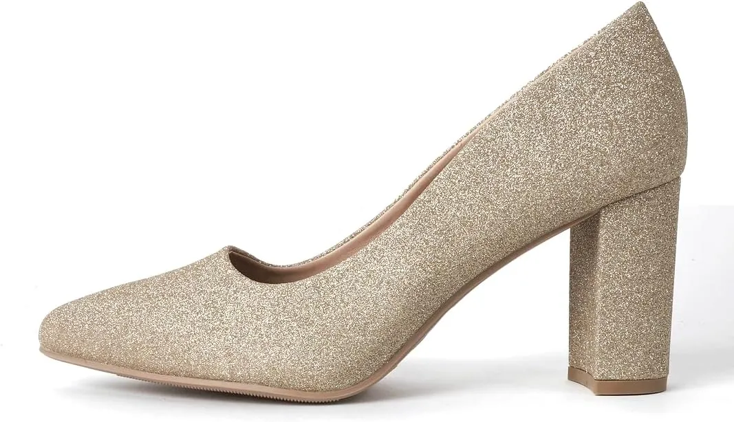 J. Adams Jolie Heels for Women - Closed Pointed Toe Mid Block Heel Classic Pumps