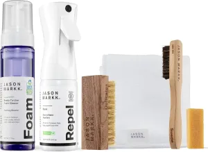 Jason Markk Premium Bundle, Shoe Cleaner Kit, 6-Piece Set, Foam, Repel Spray, Brushes, Microfiber Towel, & Stain Eraser, Sneaker Care, Ideal for Footwear, Safe on Leather, Suede, Nubuck,Cotton, Knits