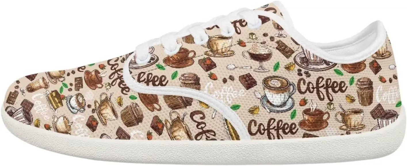 Jeiento Women Lace-up Barefoot Shoes Snacks Themed Mesh Walking Shoes for Women Comfort