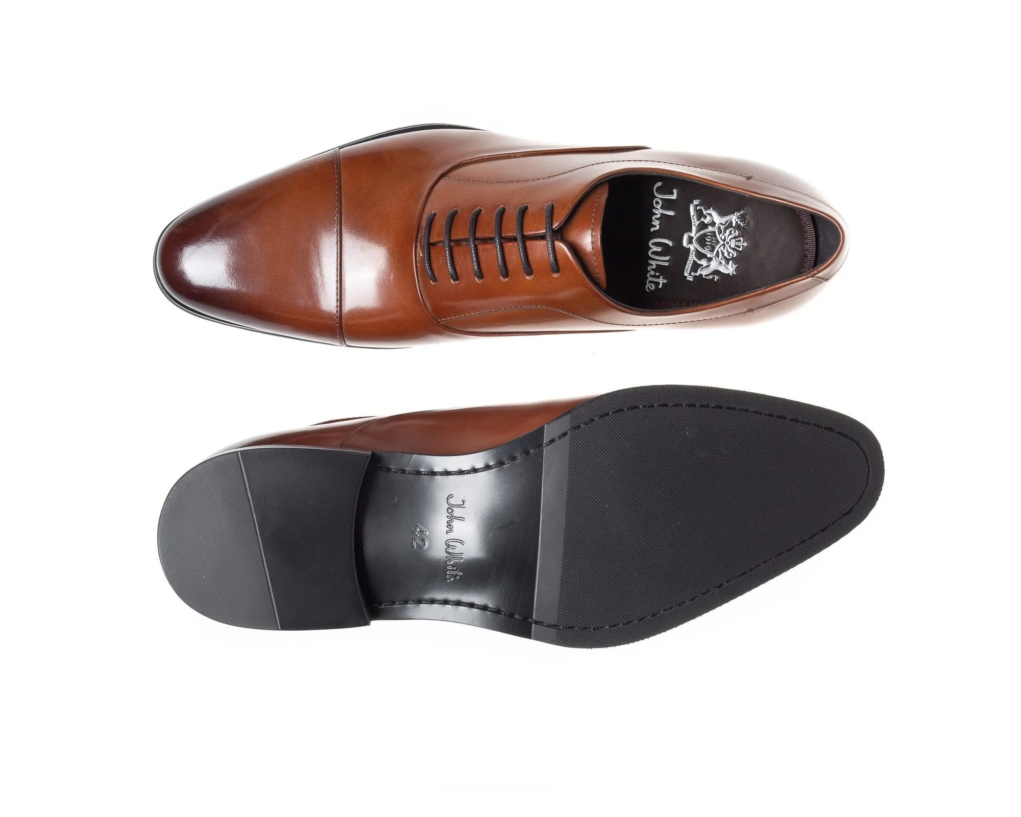 John White Tan Capped Oxford Shoes Guildhall