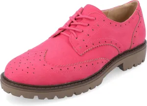 Journee Womens Cushioned footbeds Claudiya Oxford Flat Almond-Toe Faux Leather lace-up