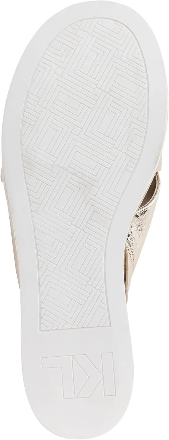 Karl Lagerfeld Paris Women's Cushioned Insole Everyday Caleigh-X Band Wedge Sandal Oxford Flat